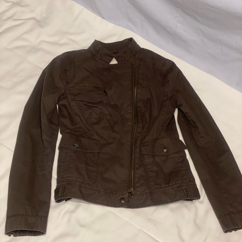 Banana Republic Black Asymmetric Cotton Biker Chino Jacket Xs